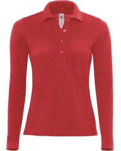 Polo manica lunga donna da lavoro 100% Cotone pettinato, colore rosso