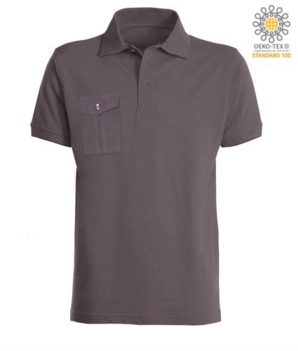 Polo manica corta con taschino grigio scuro