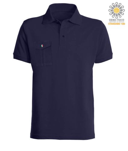 Polo manica corta con taschino blu navy