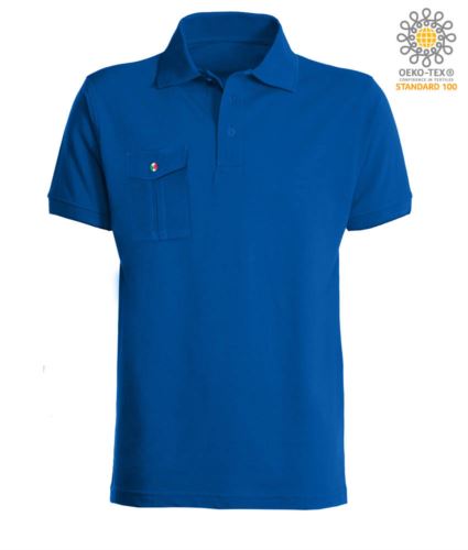 Polo manica corta con taschino azzurro royal