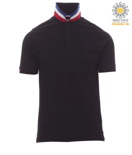 Polo uomo a maniche corte tricolore Nero