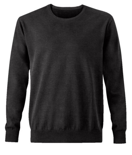 Pullover uomo girocollo, maniche lunghe, costine sui bordi inferiori e polsini, tessuto cotone e acrilico, colore grigio