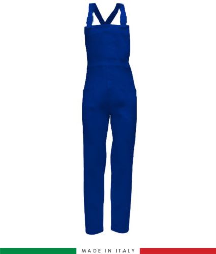 Salopette da lavoro bicolore. Possibilità di produzione personalizzata. Made in Italy. Multitasche. Colore azzurro royal