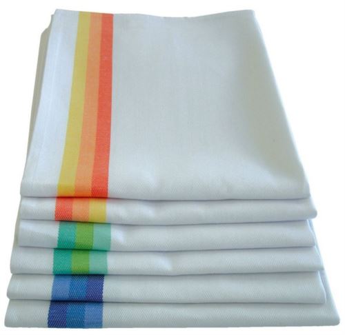 Strofinaccio in cotone, misura cm 50x70, colori bianco-arancio, bianco-blu, bianco-verde