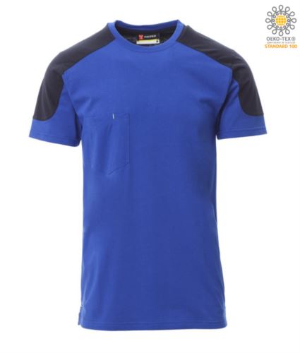T-Shirt a maniche corte bicolore, vestibilità regular fit. Colore: Azzurro Royal/Blu Navy