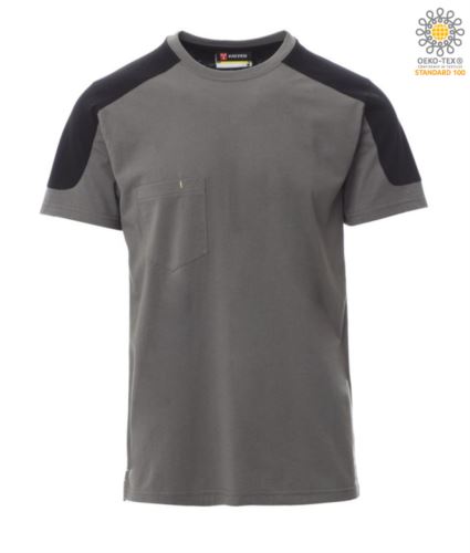 T-Shirt a maniche corte bicolore, vestibilità regular fit. Colore: Grigio smoke/ Nero