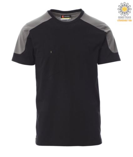 T-Shirt a maniche corte bicolore, vestibilità regular fit. Colore: Nero/Grigio smoke