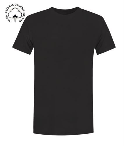 T-Shirt da lavoro organica a maniche corte, vestibilità regular fit, girocollo, certificata OEKO-TEX. Colore nero