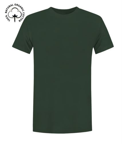 T-Shirt da lavoro a maniche corte, vestibilità regular fit, girocollo, certificata OEKO-TEX. Colore verde foresta