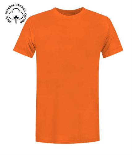 T-Shirt da lavoro a maniche corte, vestibilità regular fit, girocollo, certificata OEKO-TEX. Colore arancione