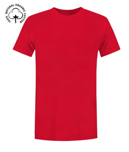 T-Shirt da lavoro a maniche corte, vestibilità regular fit, girocollo, certificata OEKO-TEX. Colore Rosso