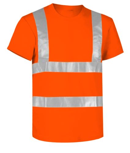 T-shirt alta visibilità con bande riflettenti, certificata EN 20471, colore arancione