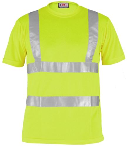 T-shirt alta visibilità con bande riflettenti, certificata EN 20471, colore giallo