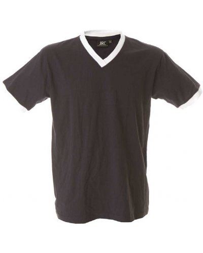 T-shirt scollo V bicolore