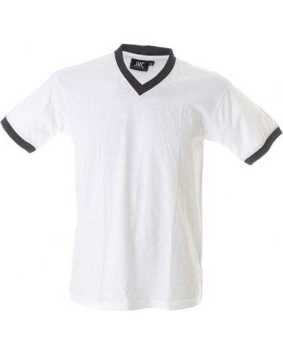 T-shirt scollo V bicolore