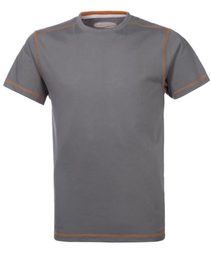 T-Shirt da lavoro girocollo, con cuciture di colore a contrasto, colore grigio