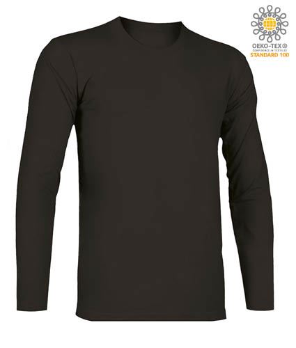 T-Shirt a manica lunga, girocollo, 100% Cotone, colore nero