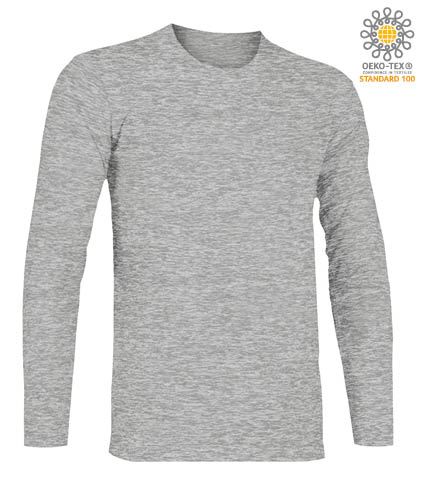 T-Shirt a manica lunga, girocollo, 100% Cotone, colore sport grey