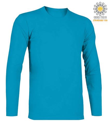 T-Shirt a manica lunga, girocollo, 100% Cotone, colore atollo