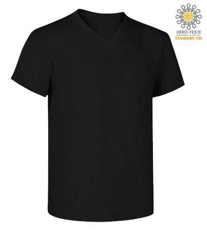 T-Shirt manica corta con scollo a V, in cotone. Colore nero