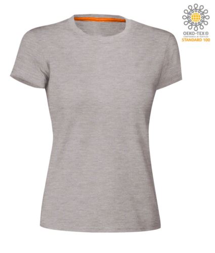 T-shirt donna girocollo a maniche corte da lavoro in cotone, colore Grigio Melange