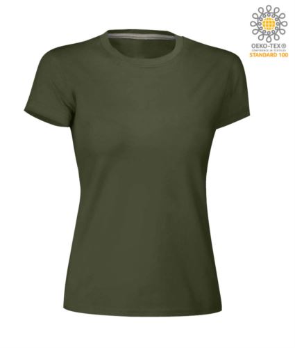 T-shirt donna girocollo a maniche corte da lavoro in cotone, colore verde