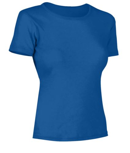 T-Shirt donna maniche corte, collo dello stesso tessuto della maglia, colore blu royal