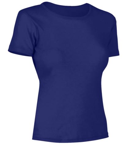 T-Shirt donna maniche corte, collo dello stesso tessuto della maglia, colore Indigo