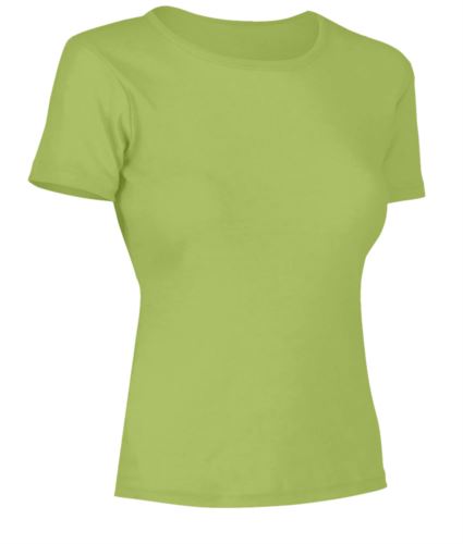 T-Shirt donna maniche corte, collo dello stesso tessuto della maglia, colore pistacchio