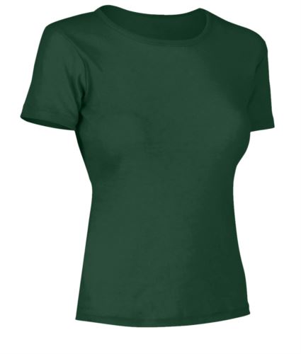 T-Shirt donna maniche corte, collo dello stesso tessuto della maglia, colore verde bottiglia