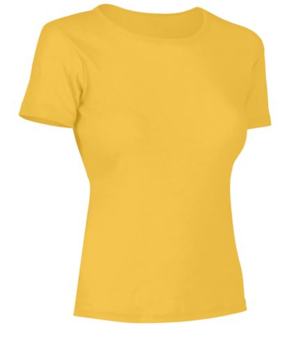T-Shirt donna maniche corte, collo dello stesso tessuto della maglia, colore used yellow