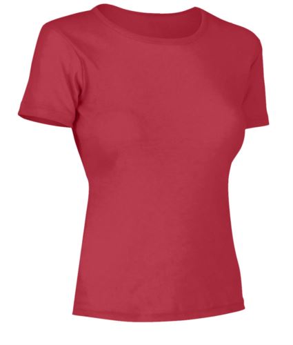 T-Shirt donna maniche corte, collo dello stesso tessuto della maglia, colore used raspberry