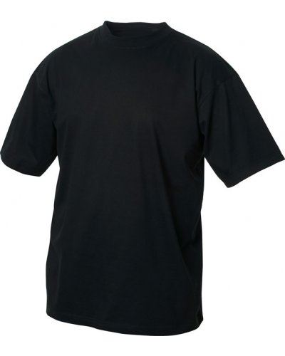 T-shirt girocollo, maniche corte, collo in costina con Elastane, colore nero