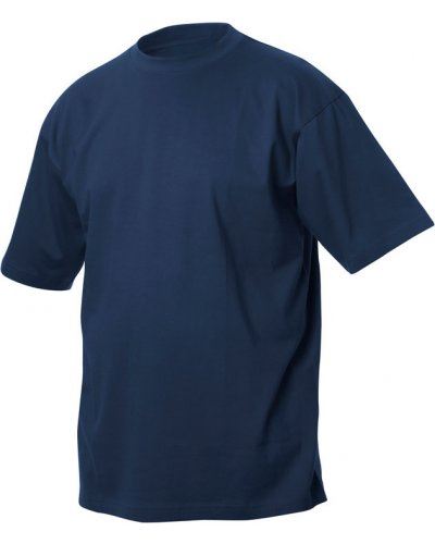 T-shirt girocollo, maniche corte, collo in costina con Elastane, colore blu navy