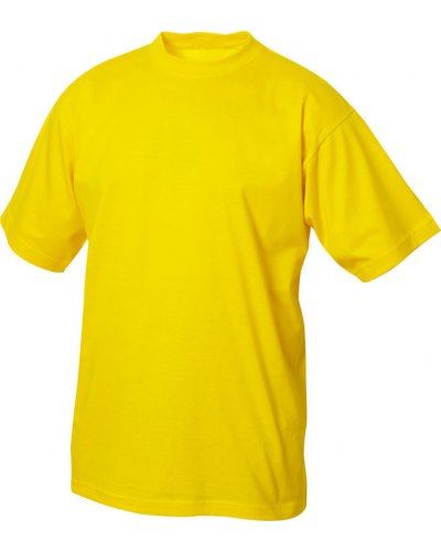 T-shirt girocollo, maniche corte, collo in costina con Elastane, colore giallo