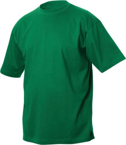 T-shirt girocollo, maniche corte, collo in costina con Elastane, colore verde prato