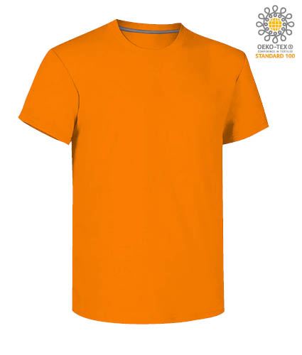 T-shirt girocollo a maniche corte uomo da lavoro in cotone, colore arancione