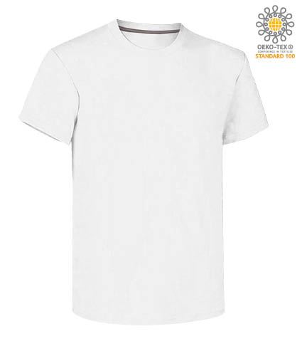 T-shirt girocollo a maniche corte uomo da lavoro in cotone, colore bianco