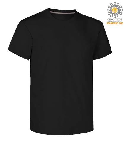 T-shirt girocollo a maniche corte uomo da lavoro in cotone, colore nero