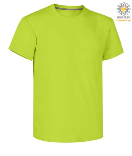 T-shirt girocollo a maniche corte uomo da lavoro in cotone, colore limo light