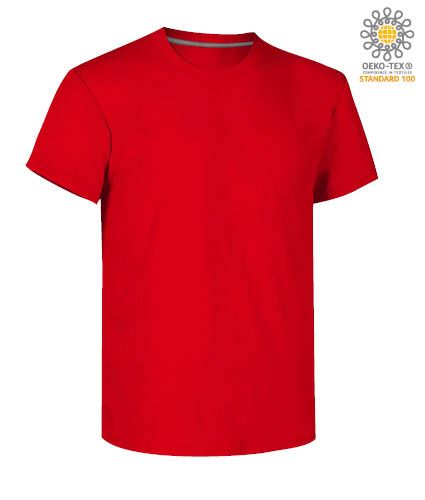 T-shirt girocollo a maniche corte uomo da lavoro in cotone, colore rosso