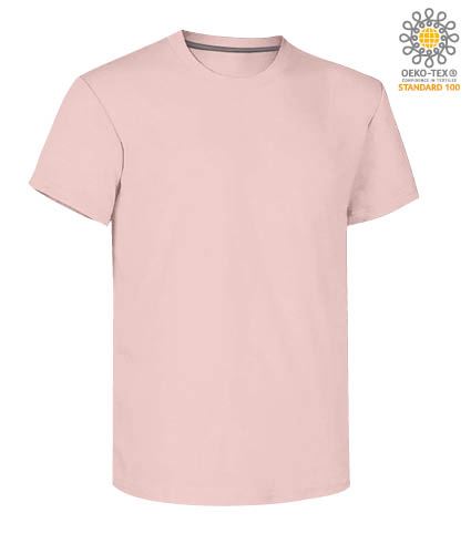 T-shirt girocollo a maniche corte uomo da lavoro in cotone, colore rosa shadow