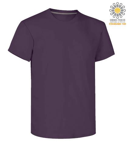 T-shirt girocollo a maniche corte uomo da lavoro in cotone, colore viola Indigo