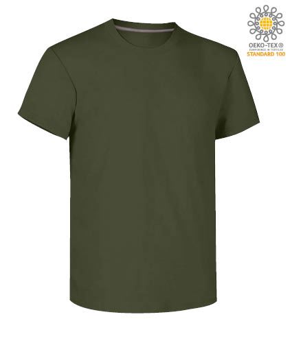 T-shirt girocollo a maniche corte uomo da lavoro in cotone, colore verde