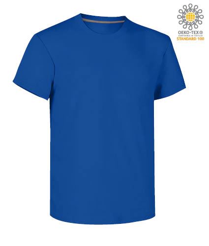 T-shirt girocollo a maniche corte uomo da lavoro in cotone, colore azzurro royal