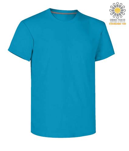 T-shirt girocollo a maniche corte uomo da lavoro in cotone, colore light blu royal