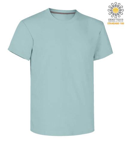 T-shirt girocollo a maniche corte uomo da lavoro in cotone, colore Aquamarine