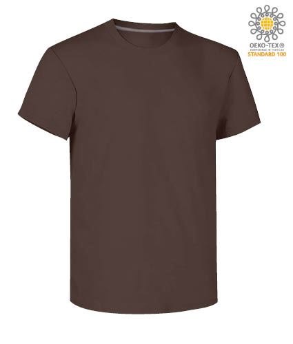 T-shirt girocollo a maniche corte uomo da lavoro in cotone, colore marrone