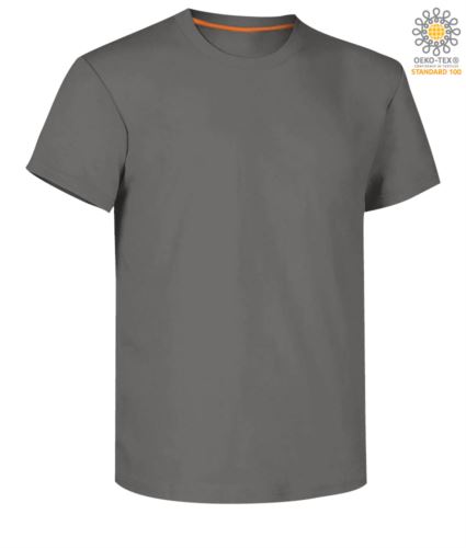 T-shirt girocollo a maniche corte uomo da lavoro in cotone, colore smoke