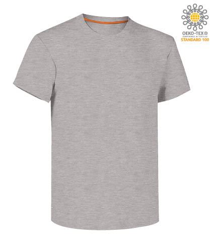 T-shirt girocollo a maniche corte uomo da lavoro in cotone, colore grigio melange